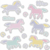 Sticker Pastel stylisé mignon Cheval et fer à cheval (Devant)