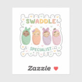 Sticker Pastel Swaddled Babies Cute Nursery Art (Feuille)