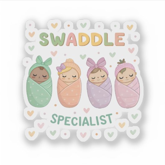 Sticker Pastel Swaddled Babies Cute Nursery Art (Devant)