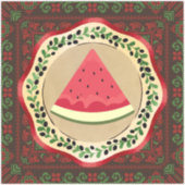 Sticker pastèque sur plaque d'olive avec tatreez palestini (Recto)