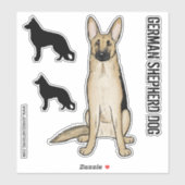 Sticker Pasteur berger léger chien de dessin et silhouette (Feuille)