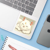 Sticker Patch de chat blanc Galactic Guardian - Mystique (Ordinateur portable avec iPhone)