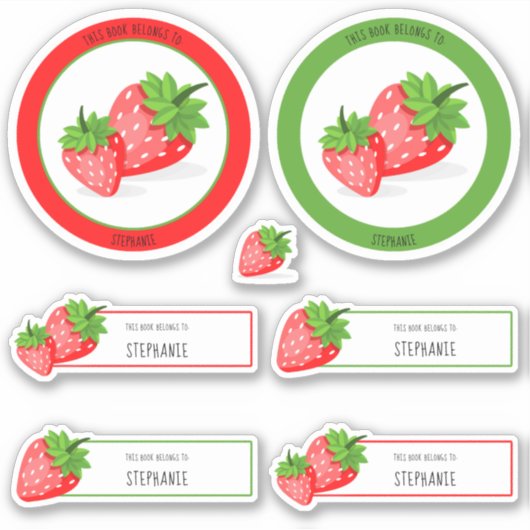 Sticker Patch De Fraise Ce Livre Appartient À (Devant)