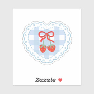 Sticker Patch Ruban Fraise Esthétique Coquette