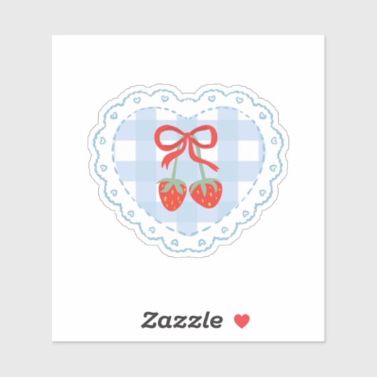 Sticker Patch Ruban Fraise Esthétique Coquette (Feuille)