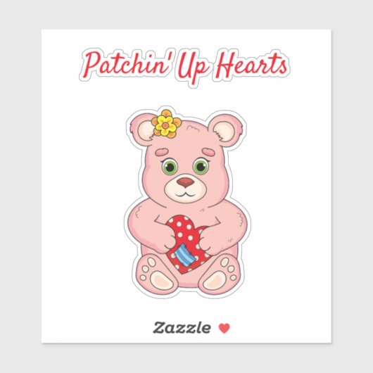 Sticker Patchin' Haut Coeur Ours (Feuille)