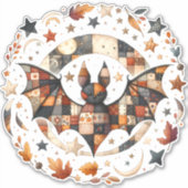 Sticker Patchwork Chat d'Halloween aux couleurs d'automne (Devant)