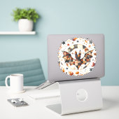 Sticker Patchwork Chat d'Halloween aux couleurs d'automne (Ordinateur portable sur le bureau)