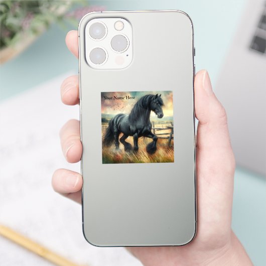 Sticker Pâte de Cheval Frésilien Noir clôtures rustiques (Téléphone)