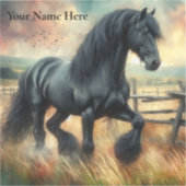 Sticker Pâte de Cheval Frésilien Noir clôtures rustiques (Recto)