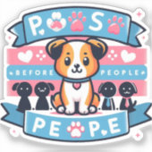 Sticker Pâtes avant les gens mignons Amoureux des chiens V (Recto)