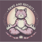 Sticker Pâtes et reflet Yoga Chat Vinyl Mindful Kitty (Devant)