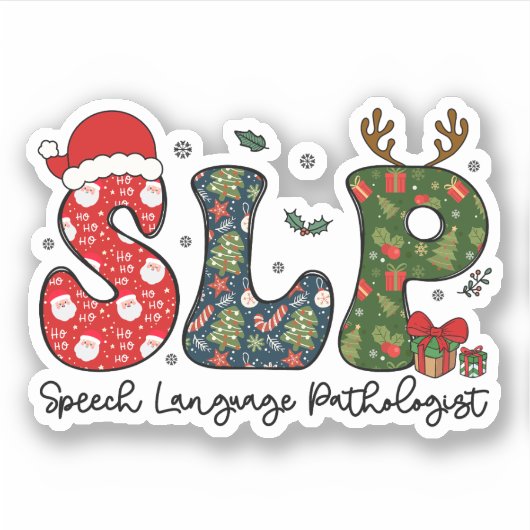 Sticker Pathologiste du langage vocal Noël SLP Xmas (Devant)
