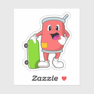 Sticker Patinage avec skateboard