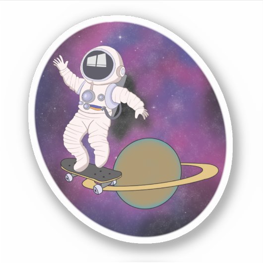 Sticker Patinage d'astronautes dans l'espace (Devant)
