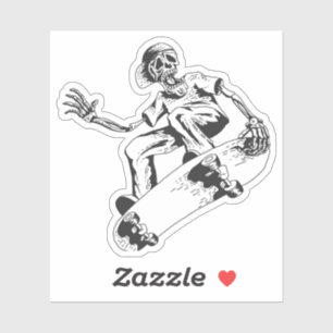 Sticker Patinage Le squelette joue au skateboard