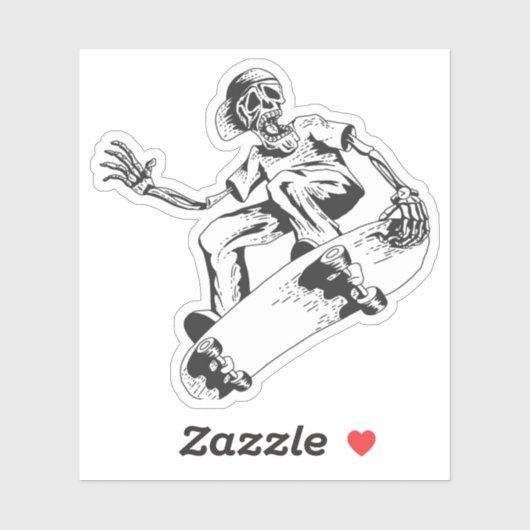 Sticker Patinage Skeleton jouer skateboard (Feuille)