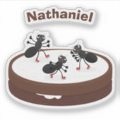 Sticker Patinage sur glace de fourmis joyeuses sur dessin  (Devant)