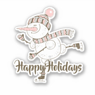 Sticker Patinage sur glace de Whimsical Snowmen