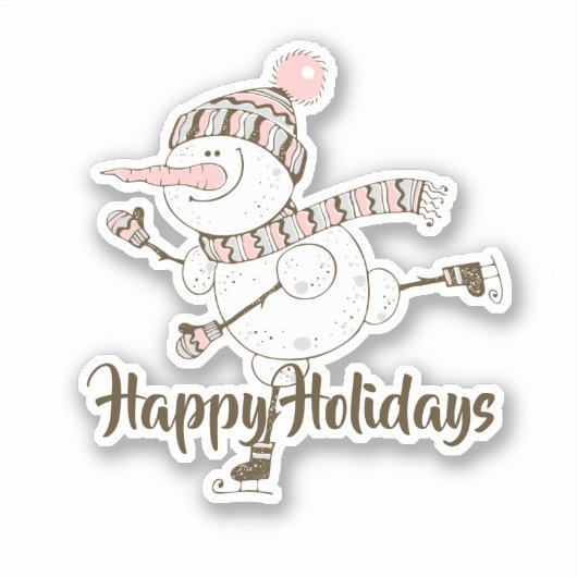 Sticker Patinage sur glace de Whimsical Snowmen (Devant)