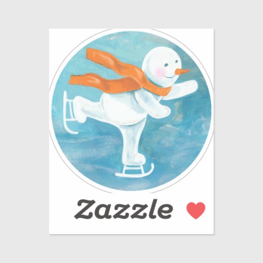 Sticker Patinage sur glace Snowman (Feuille)
