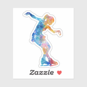 Sticker Patineur sur glace de style aquarelle