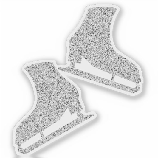Sticker patins à glace paire figure argent parties (Devant)