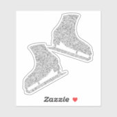 Sticker patins à glace paire figure argent parties (Feuille)