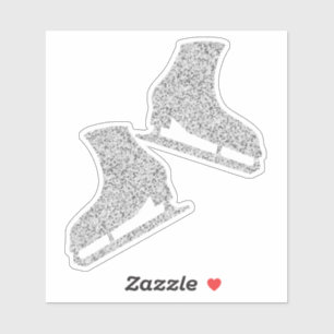 Sticker patins à glace paire figure argent parties