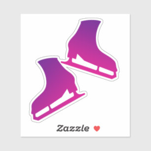 Sticker patins à glace paire figure patinage viole