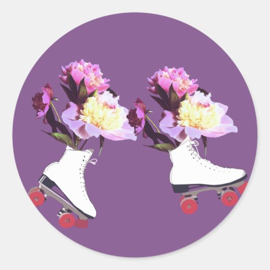 Sticker Patins à rouleaux à fleurs de pivoine (Devant)