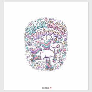 Sticker Patins à roulettes Licorne Graphisme de style rétr