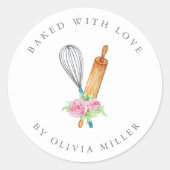 Sticker Pâtissier Fleur Rose Élégant (Devant)