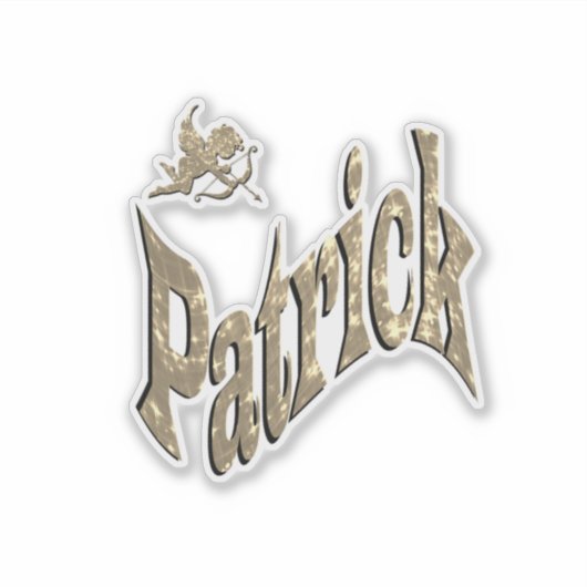 Sticker 'Patrick' Boys Name With Cherub, (Devant)
