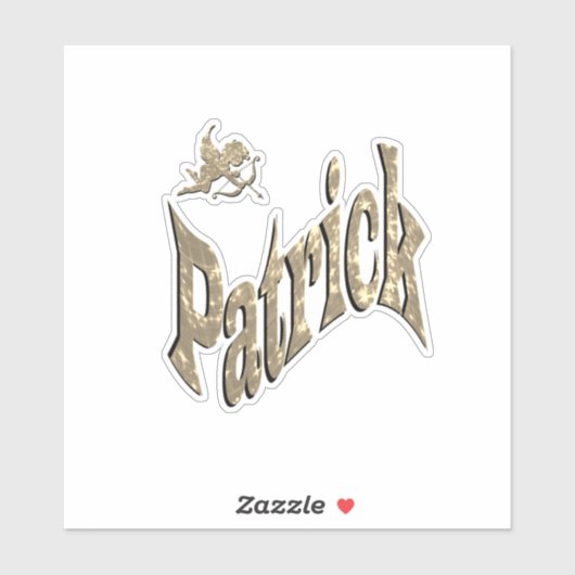 Sticker 'Patrick' Boys Name With Cherub, (Feuille)