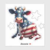 Sticker Patriotic American Flag Cow Illustration (Feuille)