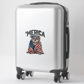 Sticker Patriotic Bulldog 'Merica Vintage Vector Shirt Des (Sur valise)