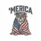 Sticker Patriotic Bulldog 'Merica Vintage Vector Shirt Des (Devant)