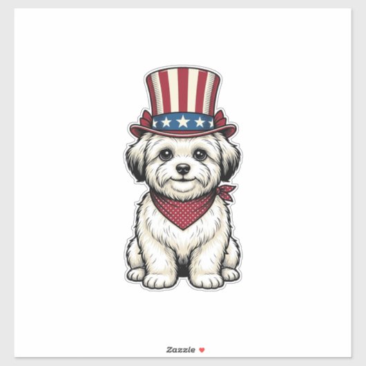 Sticker Patriotic Dog Vintage Engraving Vector Design_1 (Feuille)