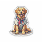 Sticker Patriotic Golden Dog Vintage Engraving Shirt 2 (Devant)