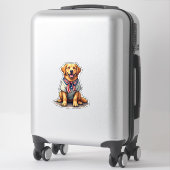 Sticker Patriotic Golden Dog Vintage Engraving Shirt 2 (Sur valise)