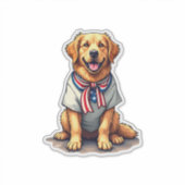 Sticker Patriotic Golden Dog Vintage Engraving Shirt 2 (Devant)