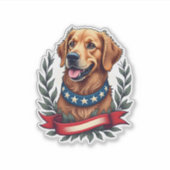Sticker Patriotic Golden Retriever Americana Art Tee 2 (Devant)
