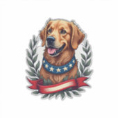 Sticker Patriotic Golden Retriever Americana Art Tee 2 (Devant)