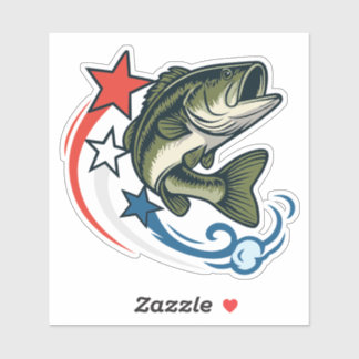 Sticker Patriotic Largemouth Bass fishing gear   