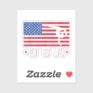 Sticker Patriotic Sports Gift American USA Flag Girls Gymn