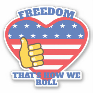 STICKER PATRIOTIC USA FLAG HEART THUMBS UP FREEDOY