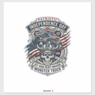 Sticker Patriotique 1776 Hors Route Camion Monstre Crâne L