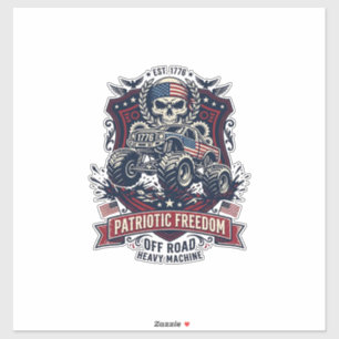 Sticker Patriotique 1776 Hors Route Camion Monstre Crâne L