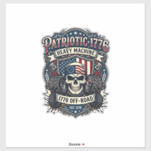 Sticker Patriotique 1776 Tout Terrain Camion Monstre Crâne